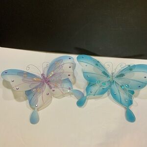 Vintage Magnetic Butterflys Blue and Purple Rhinestones #57